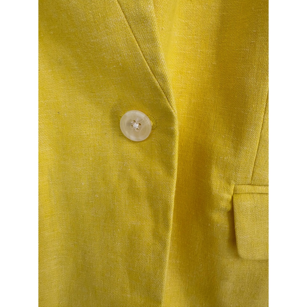 Banana Republic Blazer Womens 10 Yellow Stretch Linen Single Button Professional - Picture 5 of 11